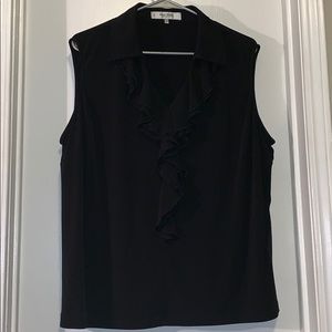 Black sleeveless ruffle tank